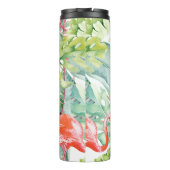 PixDezinesピンクのフラミンゴ+トロピカルリーフ タンブラー (裏面)