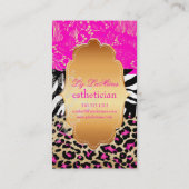 PixDezinesピンクのヴィンテージレース+cheetah+zebra 名刺 (裏面)