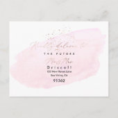 PixDezinesピンクの水彩書道RSVP食事 インビテーションポストカード (裏面)