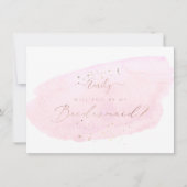 PixDezinesピンクの水彩画ブリデスメイド 招待状 (正面)