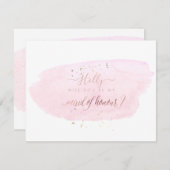 PixDezinesピンクの水彩色がメイド・オブ・オーナー（花嫁付き添い人） 招待状 (正面/裏面)