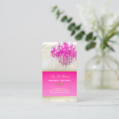 PixDezinesピンクの結晶シャンデリア+カップケーキスワール 名刺 (スタンド正面)