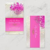 PixDezinesピンクの結晶シャンデリア+カップケーキスワール 名刺 (正面/裏面)