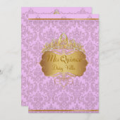 PixDezinesピンクのrossi damask/diy背景色 招待状 (正面/裏面)