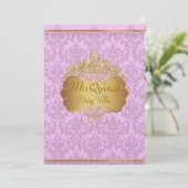 PixDezinesピンクのrossi damask/diy背景色 招待状 (スタンド正面)