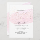 PixDezinesピンクウォーターカラーシャンパンブライダルシャワー 招待状 (正面/裏面)