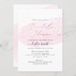 PixDezinesピンクウォーターカラーシャンパンブライダルシャワー 招待状