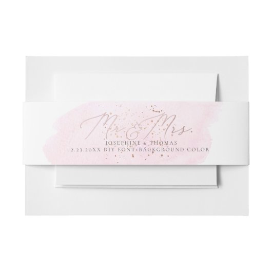 PixDezinesピンクウォーターカラー+シャンパンバブル 招待状ベリーバンド (正面例)