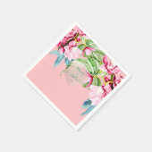 PixDezinesピンクオーキッド+パームズトロピカルズ結婚ーズ スタンダードカクテルナプキン (角)
