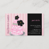 PixDezinesピンクストライプ+ダマスクケーキ/パティシセリ 名刺 (裏面)