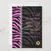 PixDezinesピンクゼブラバルミツワー/DIYカラー 招待状 (裏面)