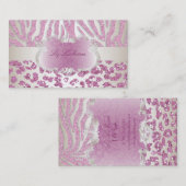 PixDezinesピンクゼブラ/ヒョウ/シャンパン 名刺 (正面/裏面)