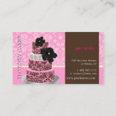 PixDezinesピンクチョコレートダマスクケーキ/パティシセリ 名刺 (裏面)