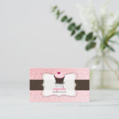 PixDezinesピンクハートカップケーキ/パティシセリ 名刺 (スタンド正面)