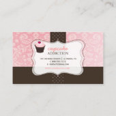 PixDezinesピンクハートカップケーキ/パティシセリ 名刺 (裏面)