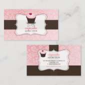 PixDezinesピンクハートカップケーキ/パティシセリ 名刺 (正面/裏面)