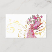 PixDezinesピンクピーコック/ディの背景色 名刺 (裏面)