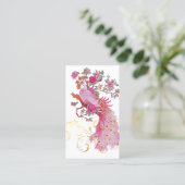 PixDezinesピンクピーコック/ディの背景色 名刺 (スタンド正面)