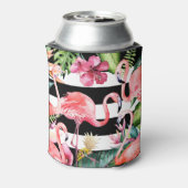 PixDezinesピンクフラミンゴ+フローラ水彩 缶クーラー (缶裏面)