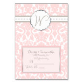 PixDezinesピンクフローラダマスクテント座席表 テーブルナンバー (正面)