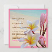 PixDezinesピンクプルメリア+ビーチ+ヒトデ 招待状 (裏面)