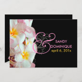 PixDezinesピンクプルメリア+旋回/DIY背景 招待状 (正面/裏面)