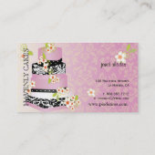 PixDezinesピンク結婚クのケーキ/ベーカリー/ディービーバックグラウンド 名刺 (裏面)
