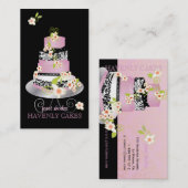 PixDezinesピンク結婚フォンダントのケーキ/ディーカラー 名刺 (正面/裏面)