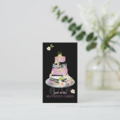 PixDezinesピンク結婚フォンダントのケーキ/ディーカラー 名刺 (スタンド正面)