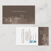 PixDezinesピンク金ゴールドNYCスカイライン/DIY背景 名刺 (正面/裏面)