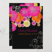 PixDezinesピンク+オレンジランタン 招待状 (正面/裏面)