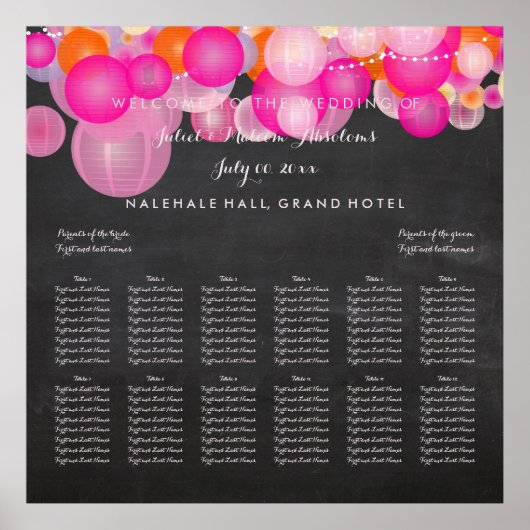 PixDezinesピンク/オレンジ/ランタン/シーティンググラフ ポスター (正面)