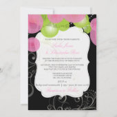 PixDezinesピンク+緑のランタン/日の背景 招待状 (裏面)