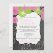 PixDezinesピンク+緑のランタン/黒板 招待状 (裏面)