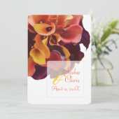 PixDezinesピンク、黄色、紫、さびたオレンジ色のカラ 招待状 (スタンド正面)