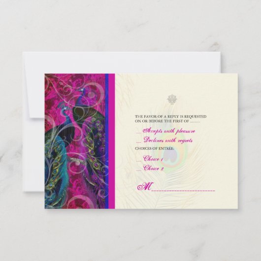 PixDezinesピーコサイケデリックックフェザー/ホットピンク 出欠カード (裏面)