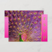 PixDezinesピーコサイケデリックックフェザー/ホットピンク 出欠カード (正面/裏面)