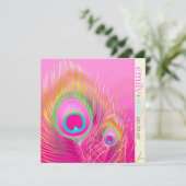 PixDezinesピーコサイケデリックックフェザー/ホットピンク 招待状 (スタンド正面)