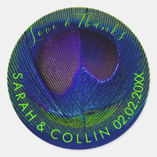 PixDezinesピーコックアイ/コバルトブルー/ネオングリーン ラウンドシール (正面)