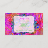 PixDezinesピーコック色彩の鮮やか/ホットピンク 名刺 (裏面)