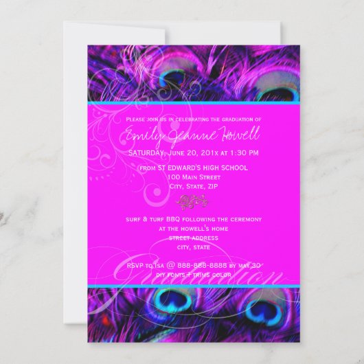 PixDezinesピーコッサイケデリッククの卒業 招待状 (裏面)