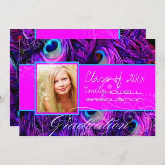 PixDezinesピーコッサイケデリッククの卒業 招待状 (正面/裏面)