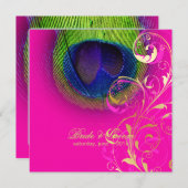 PixDezinesピーコッサイケデリッククアイ/ホットピンク 招待状 (正面/裏面)