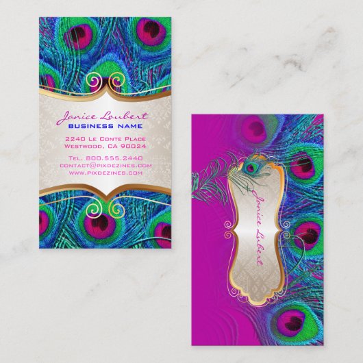 PixDezinesピーコッサイケデリックク+金ゴールドトリムラベル 名刺 (正面/裏面)