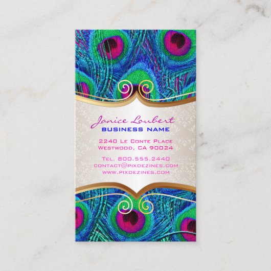 PixDezinesピーコッサイケデリックク+金ゴールドトリムラベル 名刺 (正面)