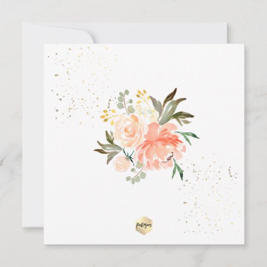 PixDezinesピーチウォーターカラーフラワーズ《キリスト教》洗礼式や命名式 招待状 (裏面)