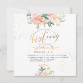 PixDezinesピーチウォーターカラーフラワーズ《キリスト教》洗礼式や命名式 招待状 (正面)