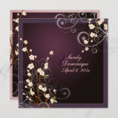 PixDezinesピーチ桜、結婚式招待状 招待状 (正面/裏面)