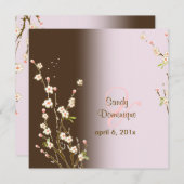 PixDezinesピーチ桜、結婚式招待状 招待状 (正面/裏面)