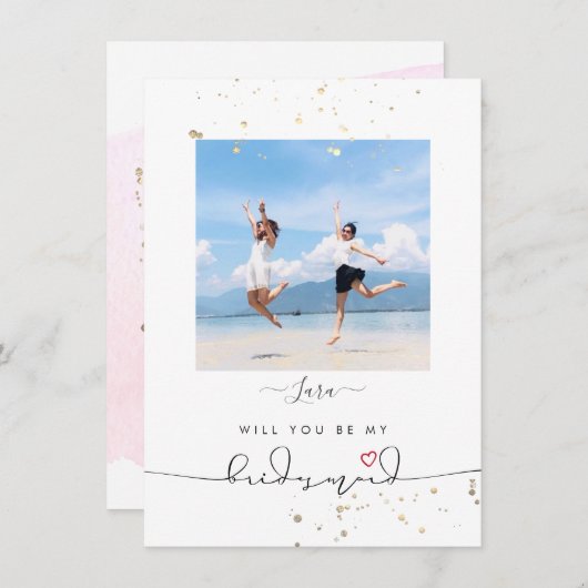 PixDezinesフェイクグリッターが行く…花嫁介添人 招待状 (正面/裏面)